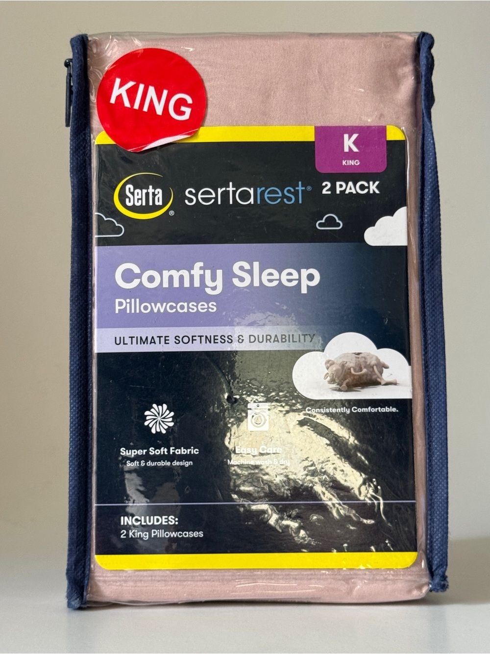 Serta Sertarest Comfy Sleep King Pillowcases 2-Pack Pink NWT